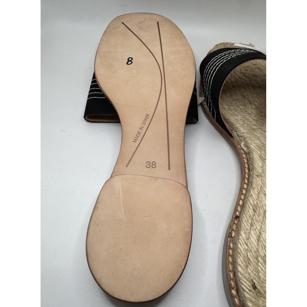 Kate Spade Black and White Jute Slide Elba Sandals Size 7.5 38 - Picture 7 of 7